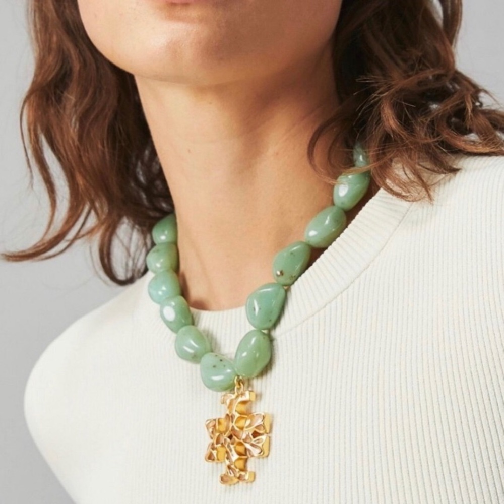 Tory Burch Green and Gold Necklace
